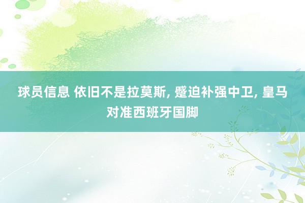 球员信息 依旧不是拉莫斯, 蹙迫补强中卫, 皇马对准西班牙国脚