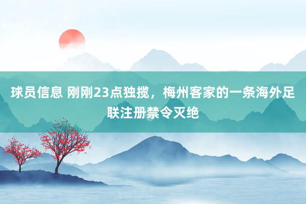 球员信息 刚刚23点独揽，梅州客家的一条海外足联注册禁令灭绝