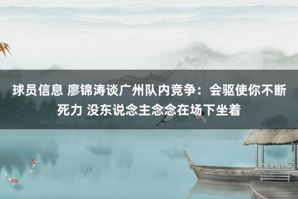 球员信息 廖锦涛谈广州队内竞争：会驱使你不断死力 没东说念主念念在场下坐着