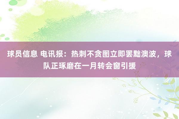 球员信息 电讯报：热刺不贪图立即罢黜澳波，球队正琢磨在一月转会窗引援