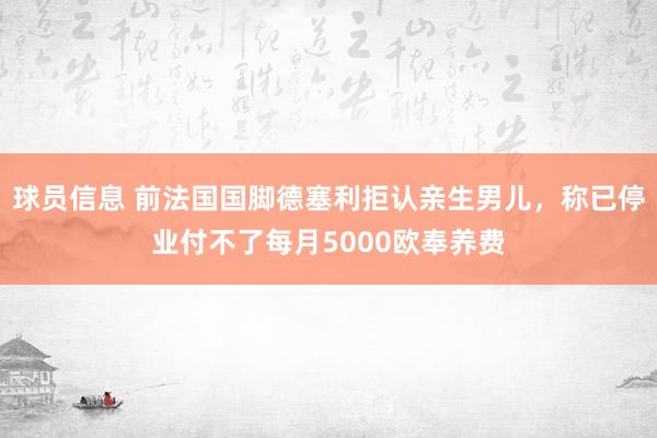 球员信息 前法国国脚德塞利拒认亲生男儿，称已停业付不了每月5000欧奉养费