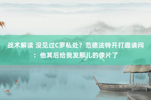 战术解读 没见过C罗私处？范德法特开打趣请问：他其后给我发那儿的像片了