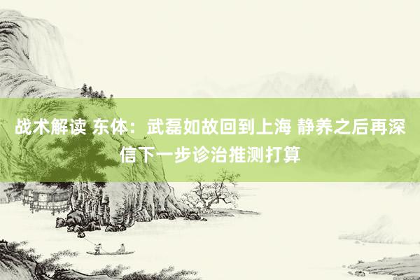 战术解读 东体：武磊如故回到上海 静养之后再深信下一步诊治推测打算