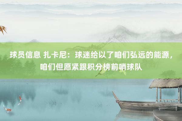 球员信息 扎卡尼：球迷给以了咱们弘远的能源，咱们但愿紧跟积分榜前哨球队