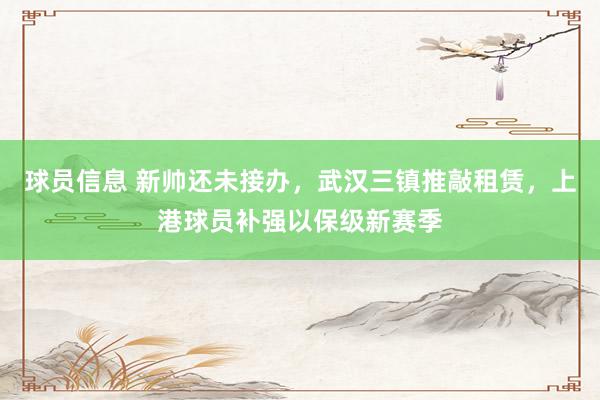 球员信息 新帅还未接办，武汉三镇推敲租赁，上港球员补强以保级新赛季